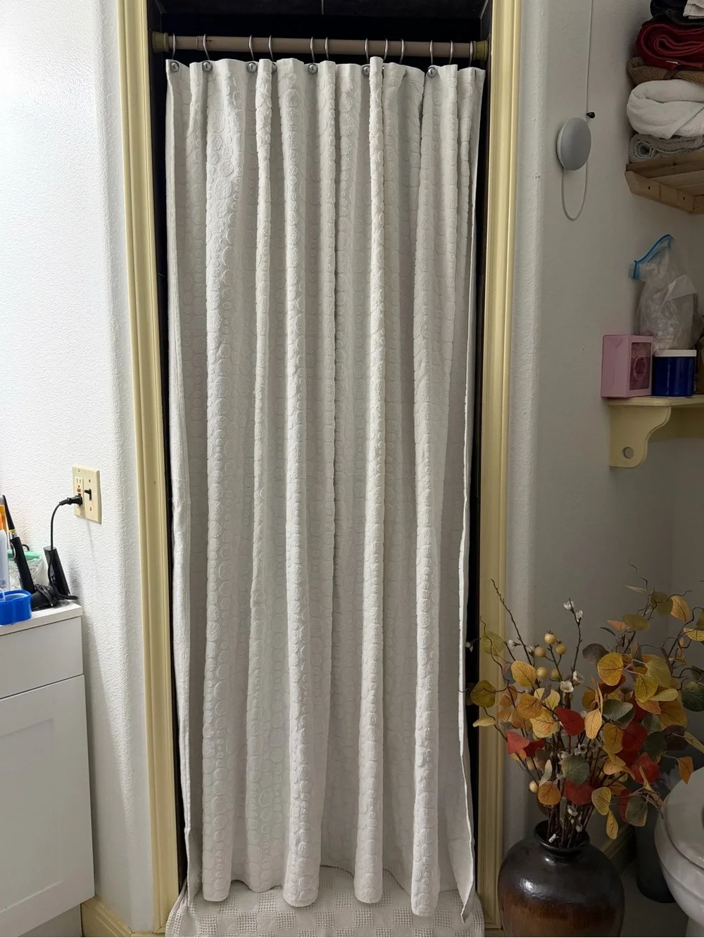Croscill Rare Jonathan Adler Textured Shower Curtain white 100%Cotton 68”x69”